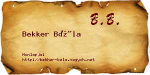 Bekker Béla névjegykártya