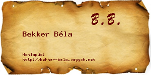 Bekker Béla névjegykártya